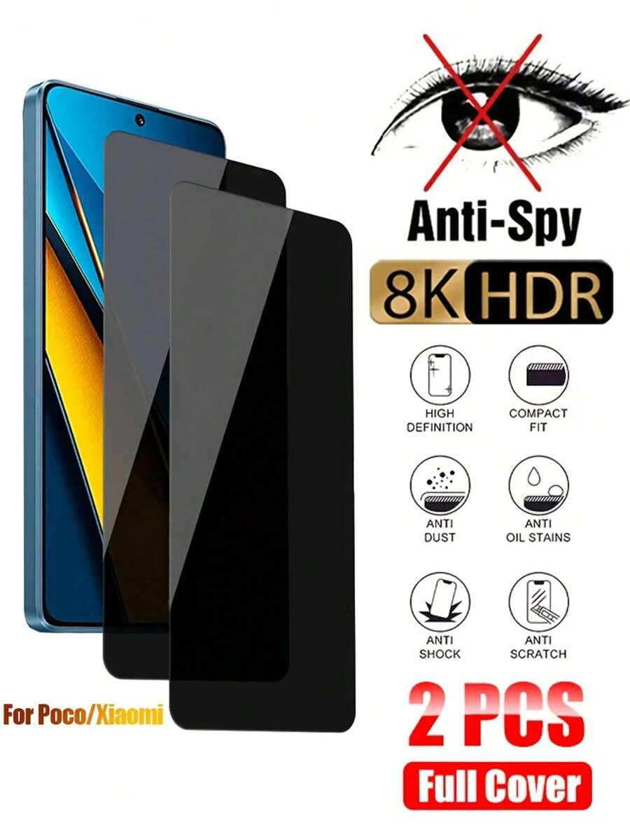 2 miếng dán bảo vệ màn hình riêng tư tương thích với Poco X6 M6 Pro X5 X4 X3 M4 Pro 5G F3 F4 GT M5S M5 Kính cường lực chống nhìn trộm tương thích với 14 13T Pro Quà tặng sinh nhật, gia đình, bạn bè Miếng dán bảo vệ màn hình điện thoại, phụ kiện điện thoại Chống nước Chống sốc Chống rơi Chống rơi Chống trầy xước Chống vân tay Bao phủ toàn bộ - màu đen - Xem 1
