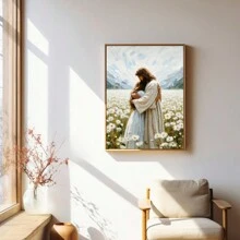 1pc His Love, Christian Wall Art Picture Jesus Hugging Woman Canvas Prints Paintings Jesus Art Poster Bible Art Decor For Bedroom, Living Room, Or Office Gift For Her Unframed