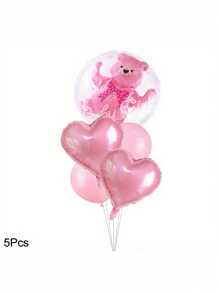 New 24 Inch Transparent Teddy Bear Ball With Aluminum Film Balloon, BABY Teddy Bear Set, Birthday Party Decoration