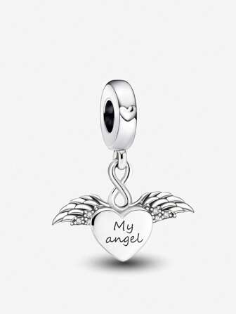 1Pc Fashionable Love Angels Series Charm Bead Fit For Women Bracelets Bangles DIY Jewelry Making And Daily Outfit Matching Jewelry Decoration For Girls Valentines