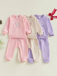 Young Girls Sweater Pants - Pink - View 3