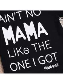 AiN't No Mama Like The One I Got Newborn Baby Boys Girls Pants Set Toddler Infant Short Sleeve Letter Print Romper Bodysuit + Cross Print Pants + Hat 3Pcs Outfit Set - Black - View 9