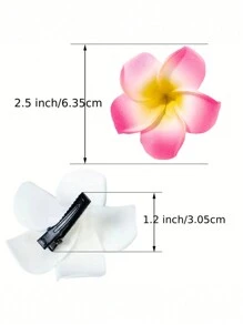 2pcs Simulation Colorful Plumeria Hair Clips, New DIY Beach Hair Accessory, Women Hair Clips, Suitable For Daily, Casual, Beach Holiday, And Photo Shooting Props Claw Clips Hair Claws Hair Barrettes, School Stuff