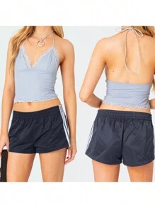 Stylish Women's 2025 Side-Stripe Summer Shorts - Elastic Waist Loose Fit Casual Short Pants For Workout & Outdoor Activities