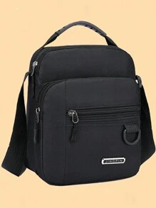 男士包休闲帆布包牛津布单肩包男士斜挎包男士包背包小包商务公文包男士单肩包 - 黑色 - 查看 1