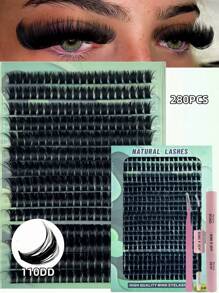 280PCS Lash Clusters Kit 110D D Curl Eyelash Extensions Volume Cluster Lashes 10-16mm DIY Eyelashes Pack With Lash Applicator Lash Bond And Seal And Tweezer - Black - View 11