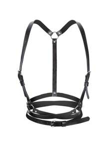 1pc Women Bondage Underwear Bra Harness ,PU Leather Cross Winding Waist Belt, Body Decorative Belt ,Date Party Costume Accessories - Multicolor - View 4