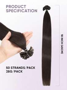 人发接发 U 型接发 自然色直发人发角蛋白接发 隐形 50 件 U 型接发