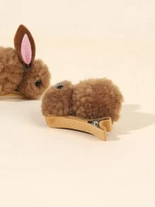 2 Stück braune Haarklammern in Hasenform, süße Plüsch-Hasen-Haarspangen, Geschenk für Mädchen Haarzubehör