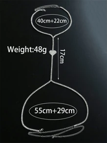 1 件奢华女士白色心形水晶水钻项链，时尚珠宝配饰，适合晚礼服、舞会 - 銀色 - 查看 4