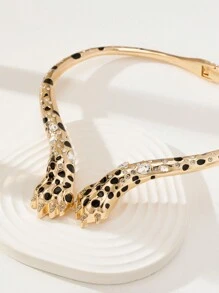 1 Stück sexy Gepard Leoparden Tier Muster Kragen Halskette, emailliertes Gepard Tiger Klauen Design Statement Halskette, luxuriöser Partyschmuck für Frauen