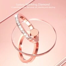 1PC 360° Rotating Crystal Rhinestone Phone Ring Holder Universal Transparent Finger Ring Stand Compatible With All Mobile Phones - Multicolor - View 4