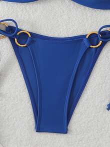 Damskie Jednokolorowe Halter Tie Bikini Set, Na Letnie Wakacje Na Plaży