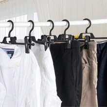 1pc/5pcs/10pcs,Pants Rack Pants Jacket Rack Seamless Non-Slip Telescopic Wardrobe Storage Hanger Hanger Hanger Pants Clip - Black - View 4