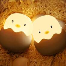 Lámpara de noche de silicona con diseño creativo de huevo de gallina LED, lámpara de noche de silicona para colocar al lado