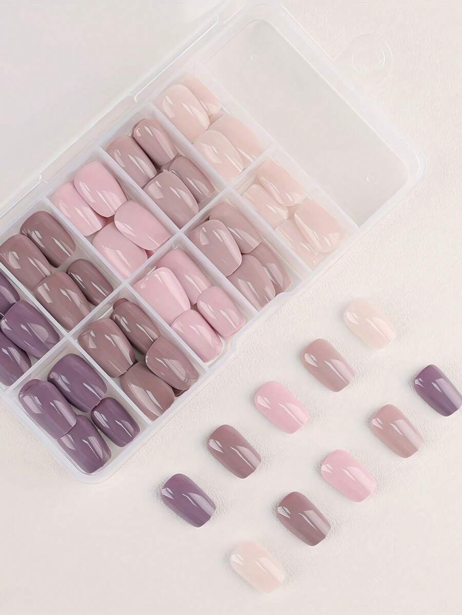 150Pcs/Box Autumn/Winter Brown Maillard Artificial Removable Nail Tips Press On Nails Nail Supplies Nails - Multicolor - View 1