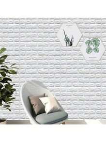 10pcs Self-Adhesive 3D Brick Wall Stickers, Waterproof Foam Wallpaper, Suitable For Living Room, Bedroom, Rental Apartment Decoration In White/Black/Pink/Grey Gifts Birthday Graduation Room Decor Home Decor Wall Decor Bathroom Decor Bedroom Decor Room Decoration Stuff Living Room Decor House Decor Home Decor Living Room Wall Paper - Multicolor - View 3