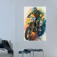 Motorcycle Rider Poster Canvas Art, Colorful Wall Decor - Racing Track Poster, Perfect For Home Office & Cafe,Festive Touch For Valentine's And New Year - Multicolor - View 5