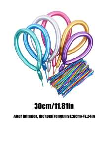 20pcs Metal Long Tube Magic Latex Balloons, DIY Animal Bouquet Creative Shape Latex Balloons For Wedding Birthday Party Decoration - 彩色 - 查看 3
