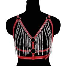 Dây đeo thân bằng da kiểu Gothic có thể điều chỉnh, phụ kiện dây đeo ngực cho tiệc tùng và câu lạc bộ. - A - Xem 15