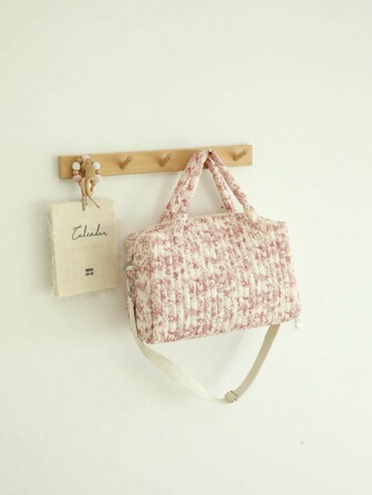 Stor vintagerosa Boston-väska, lämplig för att förvara olika resesaker, viktig för resor, necessär, necessär, reseväska, sminkförvaring, strand, strandväska, semester, semesterns nödvändigheter, skolmaterial, resematerial, damer, för universitet, studentrum, badrumsväska, skoltillbehör