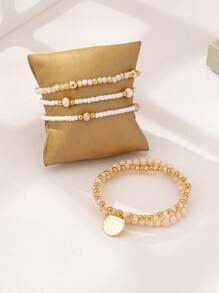 10pcs/Set Boho Chic Elastic Glass Seed Beaded Bracelets For Women, Handmade Jewelry (Quantity, Bead Size And Position Random)