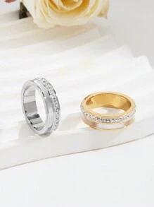 1 件 18K 镀金华丽款式不锈钢方晶锆石方壳戒指女士珠宝婚礼派对约会礼物