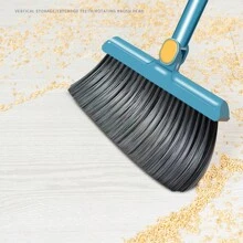 Long Handled Dustpan And Brush Set Strong Metal Handle Dust Pan & Broom Sweeper - Blue - View 5