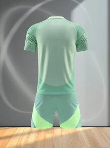 墨西哥风格足球训练服。可定制徽标、数字和文字内容。可定制数字、名称、徽标以及任何需要印在服装上的图案，打造运动跑步套装。适用于男童/女童、男女篮球和足球国家队、世界杯足球俱乐部、高品质运动服、专业运动装备、户外运动夹克、紧身衫、Polo衫等。 - 綠色 - 查看 5