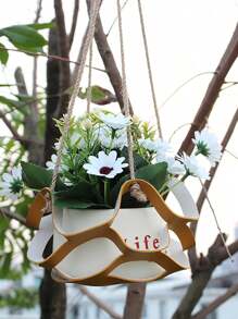 1 件装花园花盆吊篮螺旋网篮花盆家居装饰温室花盆吊篮 - 彩色 - 查看 3