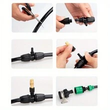 1 pieza Boquilla de pulverización de agua con temporizador, boquilla pulverizadora de neblina de uso doméstico, suministros para eliminar el polvo con nebulizador para plantas de jardinería - Negro - Ver 5