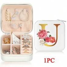 Black 26 Letter Printed White Travel Jewelry Box Jewelry Travel Storage Bag Small Jewelry Box Bridesmaid Gift Box Mini Storage Box