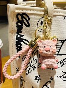 1 件卡通可爱猪精致小动物钥匙扣树脂娃娃包吊坠汽车钥匙扣女饰品汽车饰品包饰学校动物哥特 Y2k - 粉紅色 - 查看 4