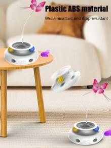 New Pet Smart Electric Automatic Cat Toys, Interactive 360° Rotating Scratch Pole Toy, Enhance Physical Exercise For Cats - White - View 7