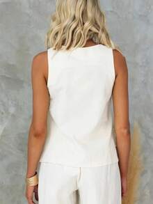 Damen einfarbige, einreihige, seitlich gebundene, lässige Weste Hemd