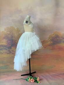 1pc Asymmetric Hem Asymmetrical Peplum Skirt, Short Front Long Back Tuxedo Style, Suitable For Wedding, Party, Performance, Cosplay, Photography, Dance, Halloween Costume Halloween Costumes Women Fall Clothes For Women