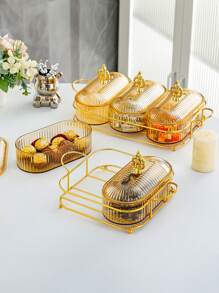 圣诞节3件套（1个托盘2个罐子）/4件套（1个托盘3个罐子）塑料零食糖果收纳罐，密封食品储物容器，装饰托盘，适用于客厅、卧室、餐厅、厨房，适合存放谷物、糖果、饼干、面包，也可用于户外、婚礼、派对、圣诞节、生日装饰、周年纪念、午餐盒、便当盒、返校家居装饰、新年礼物 - 彩色 - 查看 5