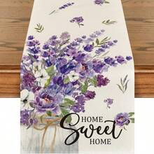 薰衣草花卉春季桌旗，季节性夏季厨房餐桌装饰，室内户外家庭派对用品，13"X35"，13"X47"，13"X72"，13"X90"，13"X108"