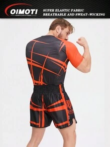 OIMOTI 设计 1 套男式宽松高弹力短袖拳击短裤、跆拳道、MMA 训练服、武术短裤和套头衫 - 彩色 - 查看 6