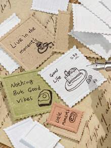 MOCARD 20 张/包压花印章贴纸，复古创意美学贴花，适用于剪贴簿、DIY 装饰、礼品、个性化相册、学校用品、返校 - 芥末黃 - 查看 8