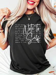 Oversized Style For Women, Note To Self Shirt, Mental Health Shirt, Positive Inspirational Quotes, Dear Person Behind Me, Love Yourself, Loose Type Shirt For Women, Perfect For Holiday Parties Or Gift Giving, Soft And Comfortable - Black - View 1