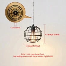 Oval Birdcage Lampshade Retro Industrial Black Creative Metal Wire Cage Diy Decorative Ceiling Lighting Suitable For Bedroom, Dining Room, Living Room, Kitchen Island E27 With Lamp Holder Accessories (Excluding Bulb/Socket) Only 1 Lampshade ≈18cm/7.09inch Gifts Birthday Graduation