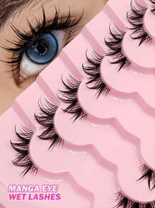 Asiteo 7 Pairs Anime Inspired Wet Look Eyelashes, Transparent Band Natural Wispy Criss-Cross Fairy Lashes, Suitable For Daily Wear & Dates - Criss Cross lashes - View 1