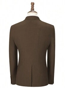 Mens Herringbone Tweed Suit 3 Piece Suit Two Buttons Wool Suits 1920's Themed Wedding Suit - màu nâu - Xem 3