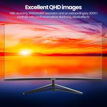 GAWFOLK Gawfolk Monitor 32 Inch Computer Monitor QHD (2560 X 1440) 2K 1500R Curved Computer Monitors 75HZ PC Monitors VA Screen For Home, Office And Dormitory,Support Wall Mount- Black