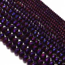 1pc Electroplated Purple Faceted Abacus Bead Crystal Flat Beads, Multi-Color Loose Beads 3/4/6/8/10mm, Fashionable Colorful Cute Electroplated Color All-Match Versatile Handmade DIY Beads, Suitable For Bracelets, Necklaces, Jewelry Making, Phone Charms, Keychain, Bead Wholesale - Electroplating Purple - View 5