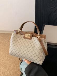 Dedoo Bolsos de diseño de doble cara de estilo retro europeo de moda para damas, fabricados con materiales personalizados resistentes a los arañazos, regalo ideal para vacaciones, bolso para madres de mediana edad, de gran capacidad para satisfacer el uso diario de viajes y compras, se puede llevar al hombro o cruzado, bolso de moda elegante para mujeres