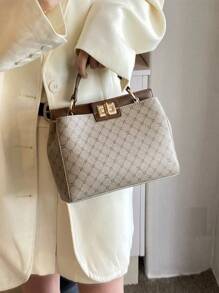 Dedoo Bolsos de diseño de doble cara de estilo retro europeo de moda para damas, fabricados con materiales personalizados resistentes a los arañazos, regalo ideal para vacaciones, bolso para madres de mediana edad, de gran capacidad para satisfacer el uso diario de viajes y compras, se puede llevar al hombro o cruzado, bolso de moda elegante para mujeres