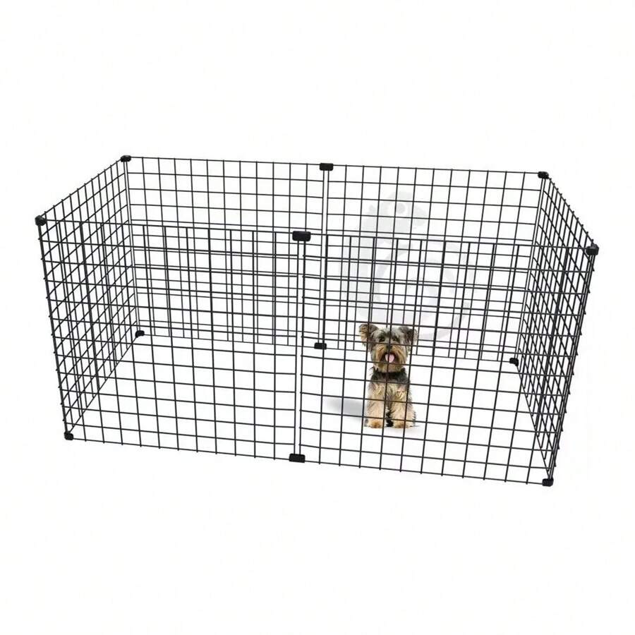 Cercado para Cachorro 60x120x60cm Cercadinho para Conter Cães Pequeno Porte com Tela Aramada Fácil de Montar - Preto - Visão 1