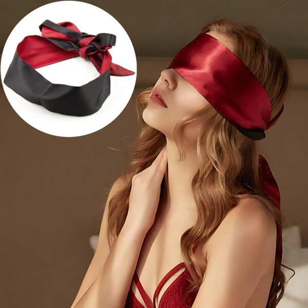 1pc Satin Long Eye Mask, Sleep Blindfold With Soft Headband Halloween Valentine's Day Valentines